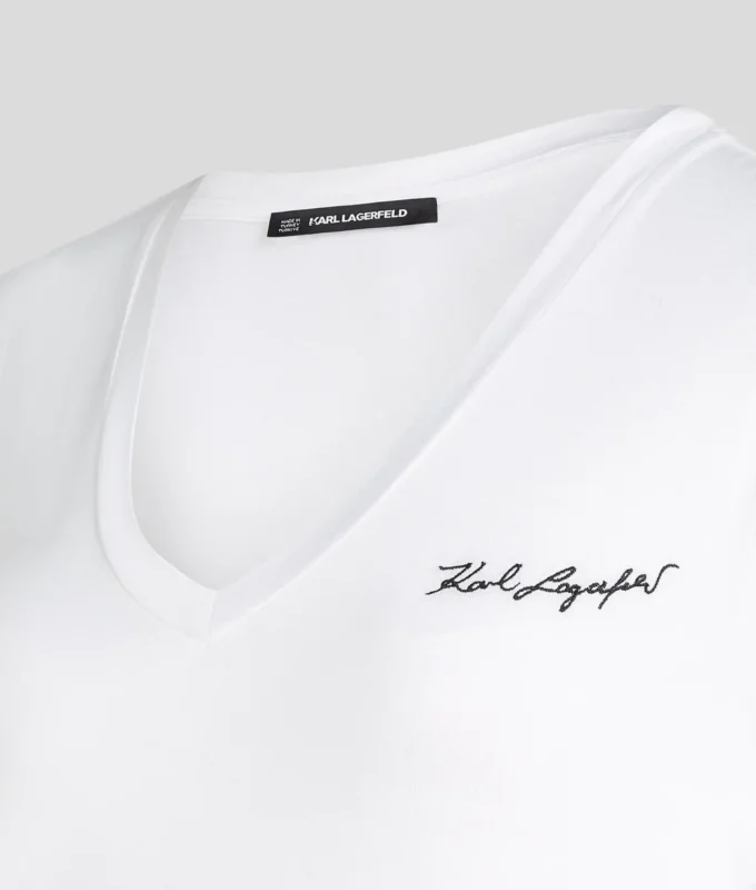 SIGNATURE V-NECK RUCHED T-SHIRT