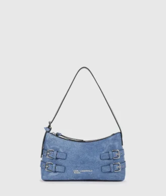 Skulderveske i denim med spenne
