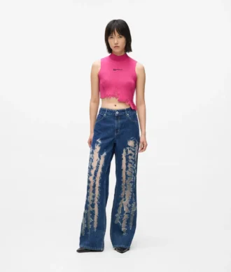 Slitte jeans med middels høy midje
