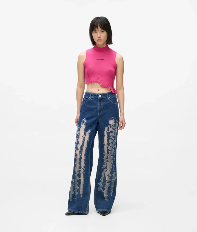 Slitte jeans med middels høy midje