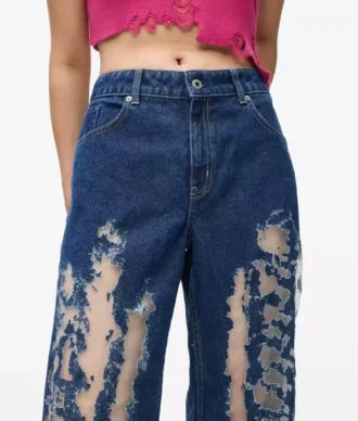 Slitte jeans med middels høy midje