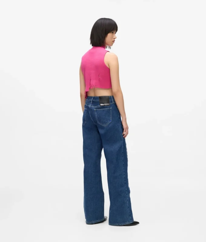 Slitte jeans med middels høy midje