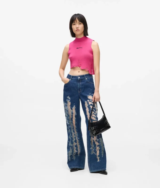 Slitte jeans med middels høy midje