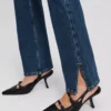SPLIT-HEM HIGH-RISE STRAIGHT JEANS