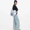 Stor, høyglanset denim-hobo-veske
