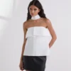 STRAPLESS POPLIN SKJORTE