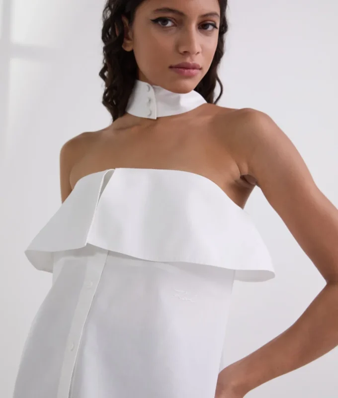 STRAPLESS POPLIN SKJORTE