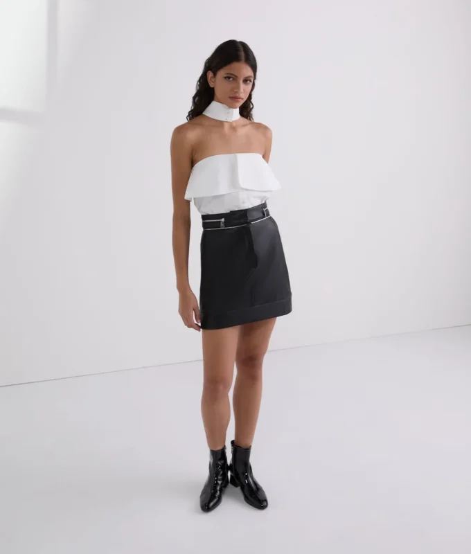 STRAPLESS POPLIN SKJORTE