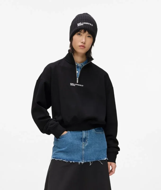 Sweatshirt med halv glidelås