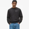 Sweatshirt med rund hals og fløyel-logo