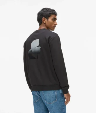 Sweatshirt med rund hals og fløyel-logo
