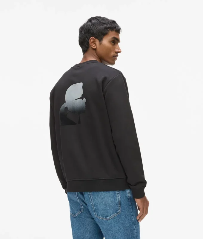 Sweatshirt med rund hals og fløyel-logo