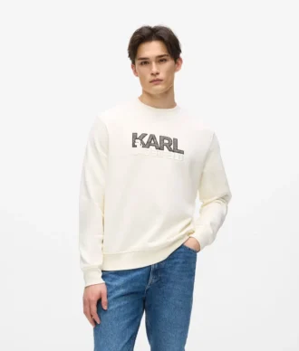 Sweatshirt med rund hals og logo