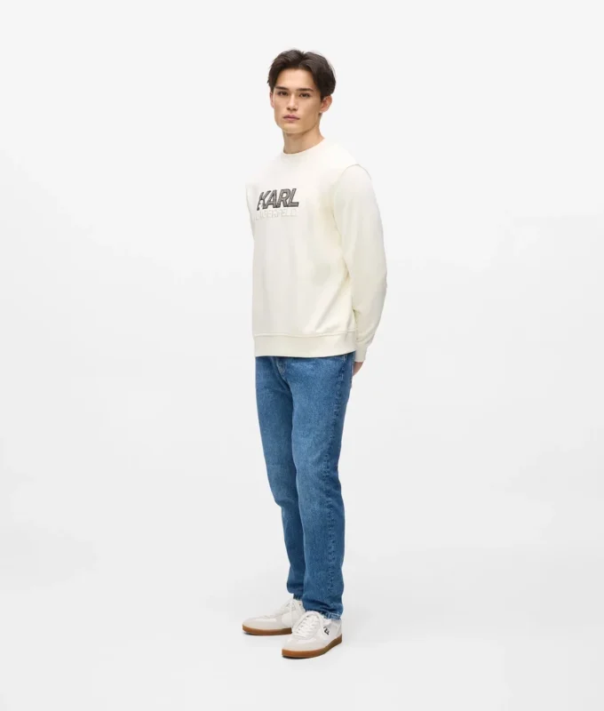 Sweatshirt med rund hals og logo