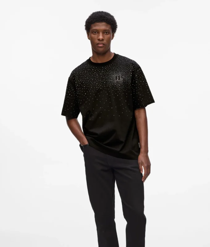 T-skjorte med monogram i rhinestones