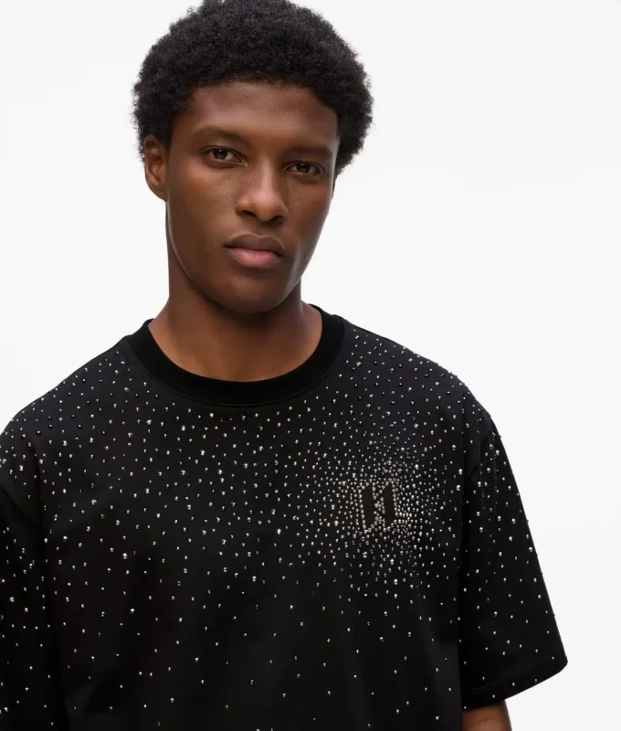 T-skjorte med monogram i rhinestones