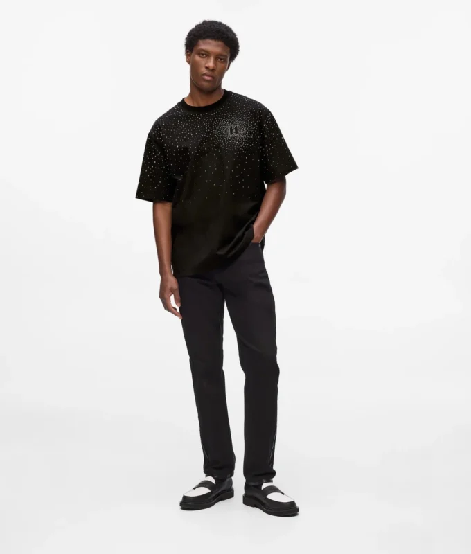 T-skjorte med monogram i rhinestones