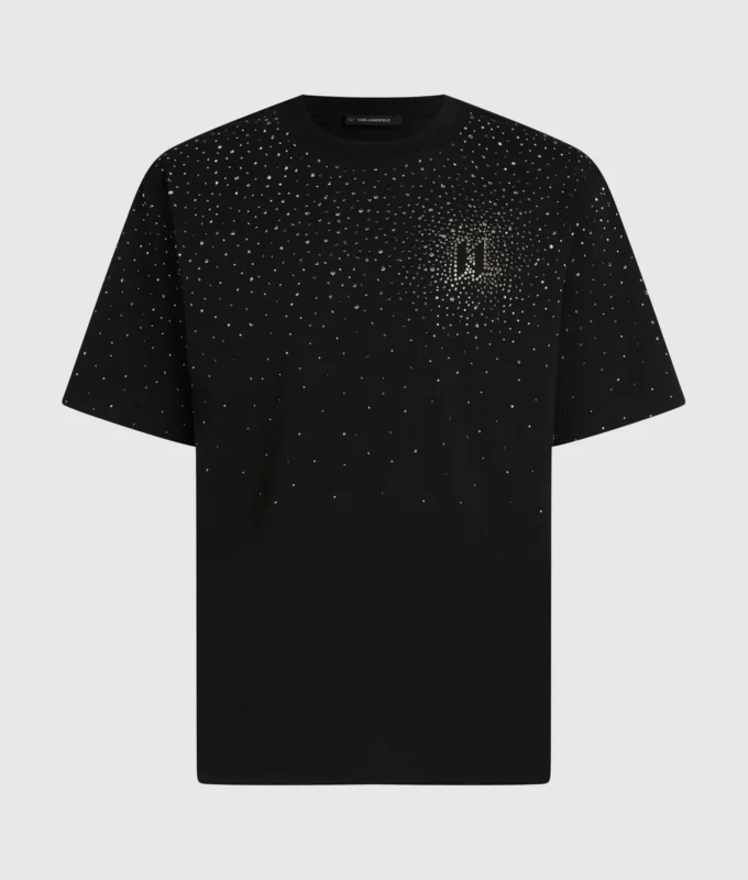 T-skjorte med monogram i rhinestones