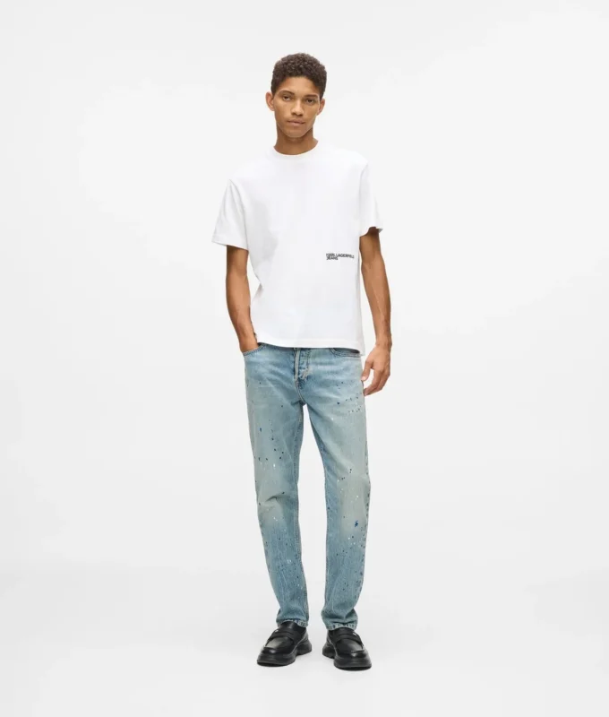 Tapered jeans med malingssprut