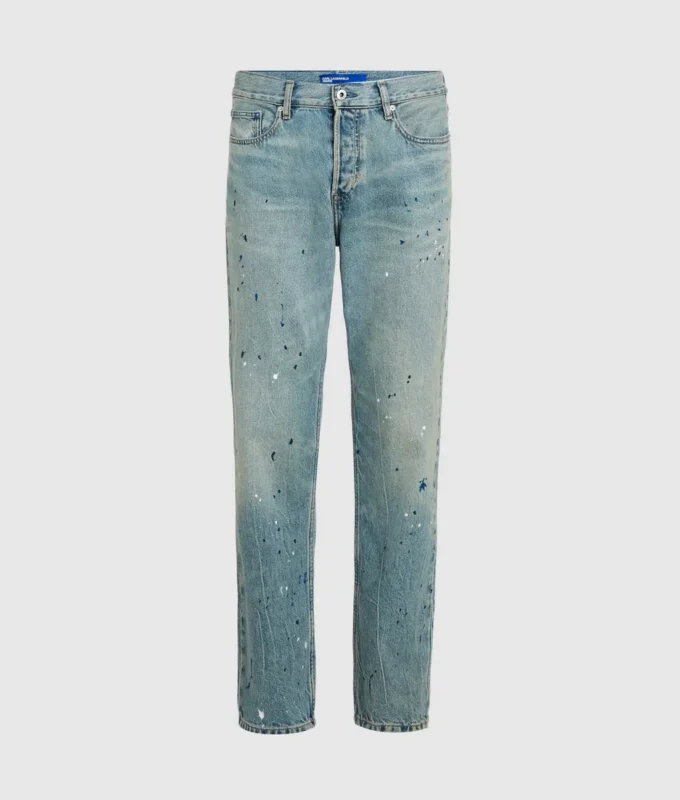Tapered jeans med malingssprut