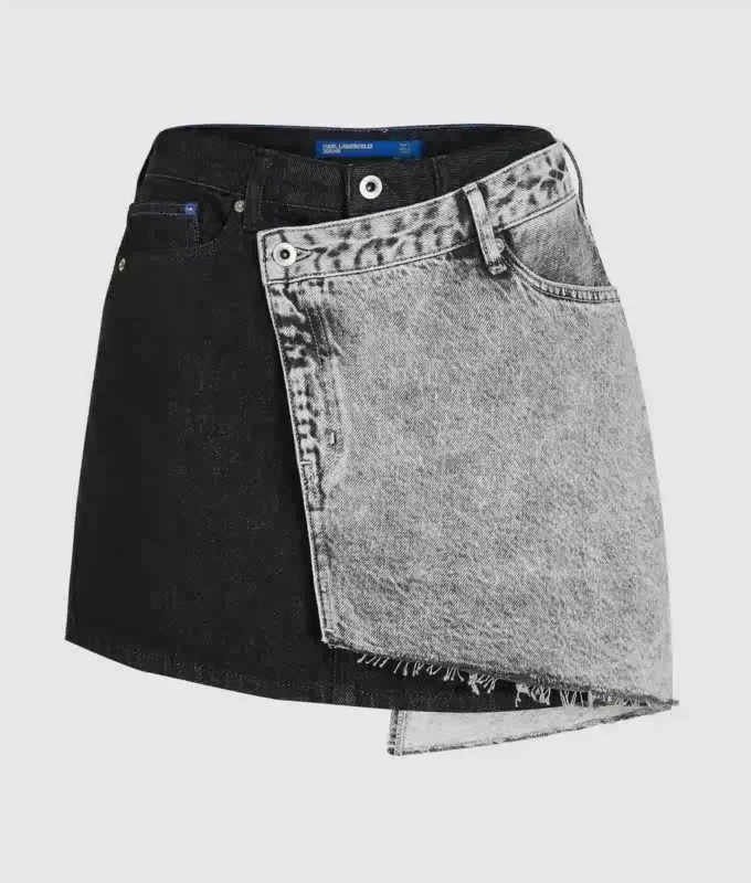 To-farget miniskjørt i denim