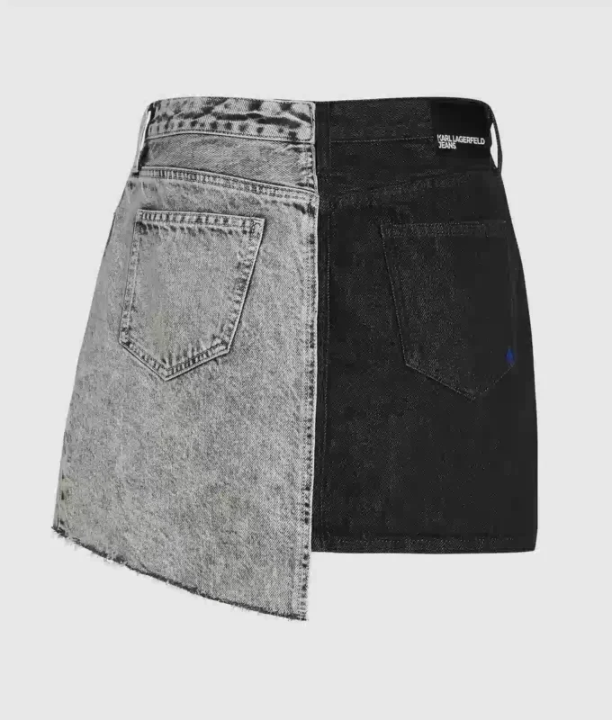 To-farget miniskjørt i denim