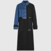 Trenchcoat med denimpaneler