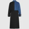Trenchcoat med denimpaneler