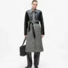 Tweed- og imitert skinnfrakk