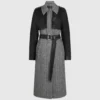 Tweed- og imitert skinnfrakk