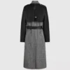 Tweed- og imitert skinnfrakk