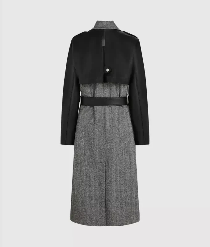 Tweed- og imitert skinnfrakk