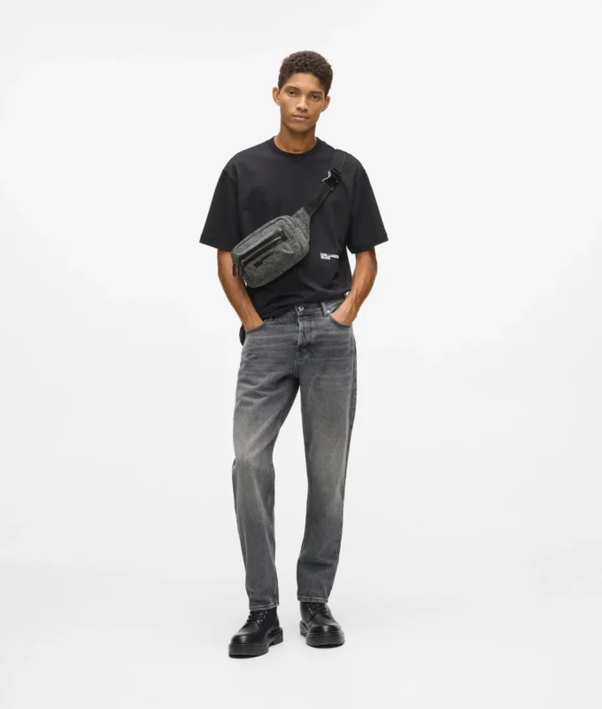 Vaskede denim belteveske