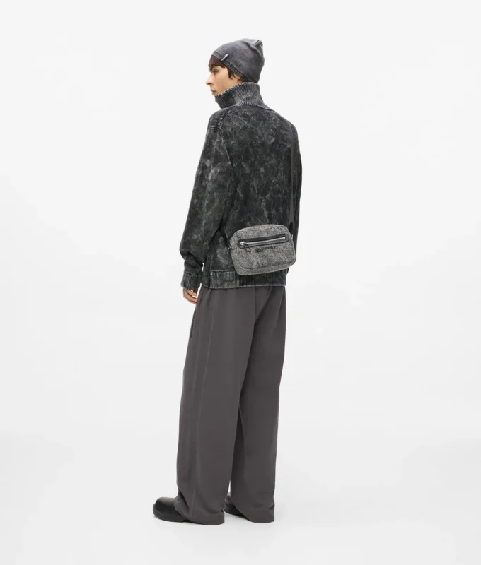Vaskede denim crossbody-veske