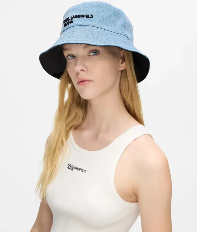 Vendbar denim-bøttehatt