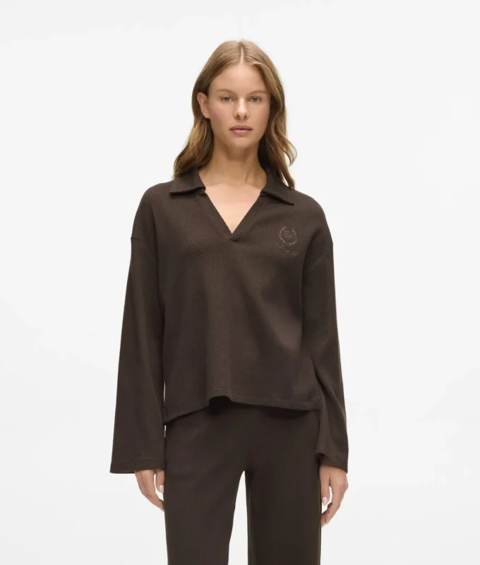 Waffle loungewear polo