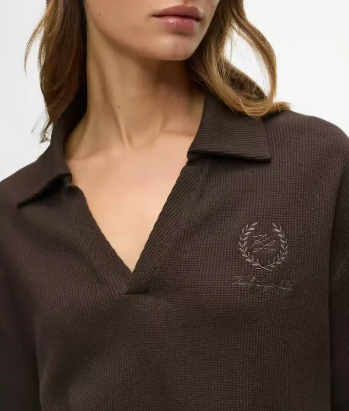 Waffle loungewear polo
