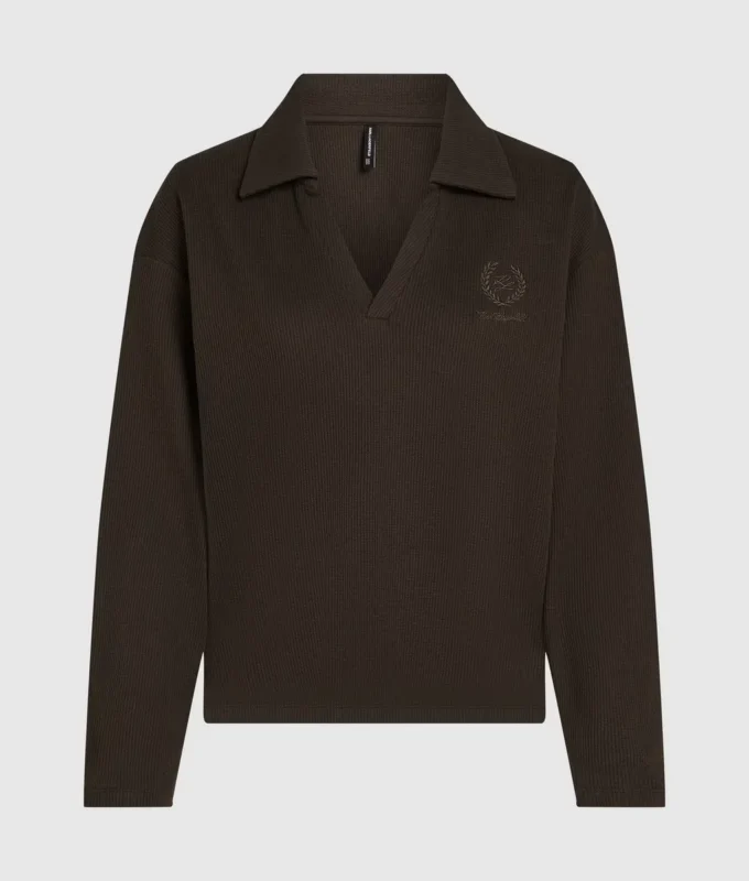 Waffle loungewear polo